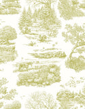 Riches of Nature Eve Toile Olive wallpaper by Ohpopsi, a green toile design