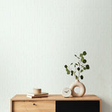 Elegance Ditsy Leaf Stripe Duckegg wallpaper by Hoopla Walls shown on a full wall