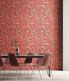 Riches of Nature Lorena Vine Candy Apple wallpaper by Ohpopsi shown on a full wall