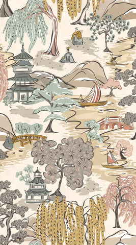 Hanashi Oka Perfect Almond wallpaper by Ohpopsi, a beige leaf design