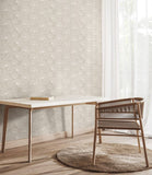 Purity Dash Trail Soft Fossil wallpaper by Hoopla Walls shown on a full wall