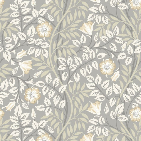 Eden Vol 1 Rosehip Trail Grey Stone wallpaper by Hoopla Walls, a grey floral design