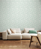 Purity Evelyn Trail Soft Petrol wallpaper by Hoopla Walls shown on a full wall