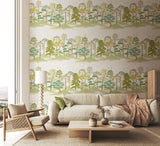 Hanashi Kigi Olivine wallpaper by Ohpopsi shown on a full wall