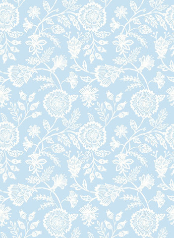 Purity Evelyn Trail Sky wallpaper by Hoopla Walls, a blue floral design
