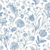 Purity Floral Toile Royal Blue wallpaper by Hoopla Walls, a blue toile design