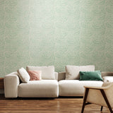 Elegance Leaf Vine Seafoam wallpaper by Hoopla Walls shown on a full wall