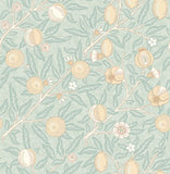 Eden Vol 2 Fruit & Foliage Seafoam & Straw wallpaper by Hoopla Walls, a teal leaf design