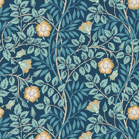 Eden Vol 1 Rosehip Trail Navy Blue wallpaper by Hoopla Walls, a blue floral design