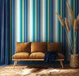 So Stripey Candy Kaleidoscope Inky Twist wallpaper by Ohpopsi shown on a full wall