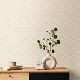Elegance Ditsy Deco Fan Linen wallpaper by Hoopla Walls shown on a full wall