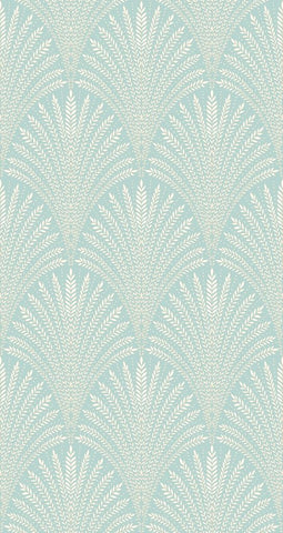 Elegance Leaf Fan Duck Egg Blue wallpaper by Hoopla Walls, a blue leaf design