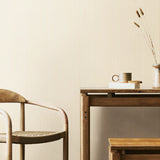 Elegance Tiny Stripe Oat wallpaper by Hoopla Walls shown on a full wall