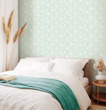 Purity Dash Trail Seaglass wallpaper by Hoopla Walls shown on a full wall