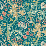 Eden Vol 1 Lily Ogee Teal wallpaper by Hoopla Walls, a teal damask design