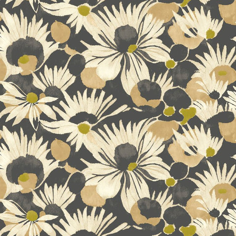 Hanashi Suiren Ebony wallpaper by Ohpopsi, a grey floral design