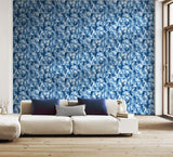Hanashi Maku Electric Blue wallpaper by Ohpopsi shown on a full wall