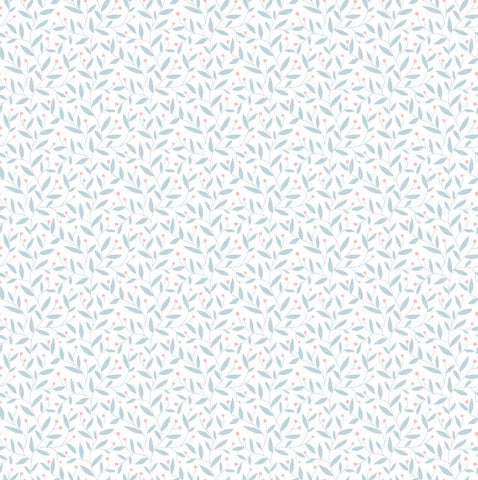 Purity Dotty Vine Wedgewood wallpaper by Hoopla Walls, a blue leaf design