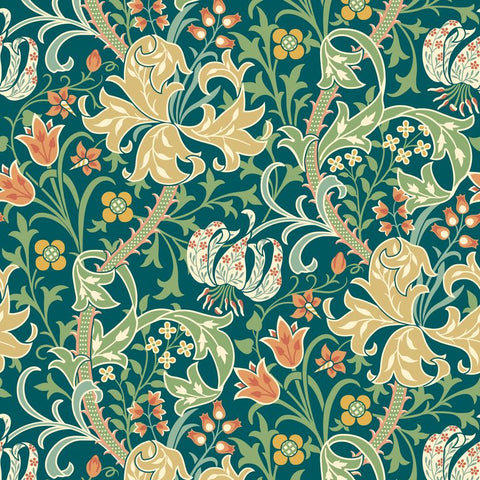 Eden Vol 1 Lily Ogee Emerald Green wallpaper by Hoopla Walls, a green damask design