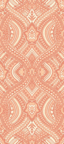 Elegance Ogee Damask Orange wallpaper by Hoopla Walls, an orange damask design