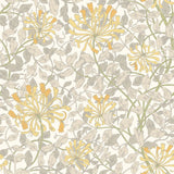 Eden Vol 1 Honeysuckle Leaf Trail Warm Grey wallpaper by Hoopla Walls, a grey leaf design
