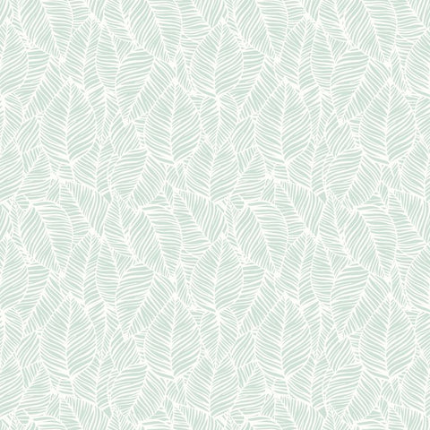 Purity Zebra Leaf Duck Egg Blue wallpaper by Hoopla Walls, a blue leaf design