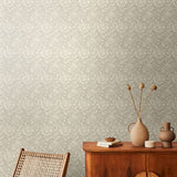 Elegance Damask Trail Stone wallpaper by Hoopla Walls shown on a full wall