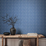 Riches of Nature Dotty Leaf Royal wallpaper by Ohpopsi shown on a full wall