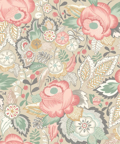 Riches of Nature Emily Rose Soft Flamingo wallpaper by Ohpopsi, a pink floral design