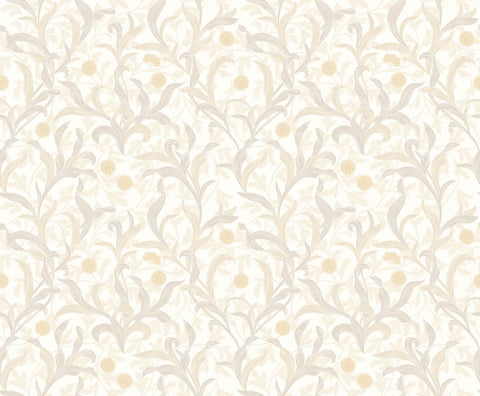 Elegance Floral Trail Stone wallpaper by Hoopla Walls, a grey floral design