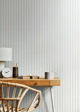 Purity Scallop Stripe Petrol wallpaper by Hoopla Walls shown on a full wall