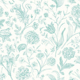 Purity Floral Toile Duck Egg Blue wallpaper by Hoopla Walls, a blue toile design