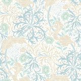Eden Vol 1 Seaweed Garden Soft Blue wallpaper by Hoopla Walls, a blue leaf design