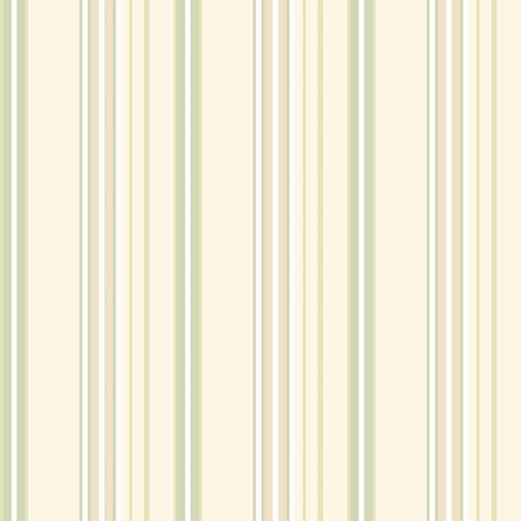 Simply Stripes Ribbon Mix Stripe Fennel wallpaper by Ohpopsi, a green striped design