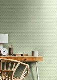 Purity Mini Leaf Avocado wallpaper by Hoopla Walls shown on a full wall