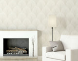 Elegance Leaf Fan Natural wallpaper by Hoopla Walls shown on a full wall