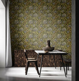 Eden Vol 1 Honeysuckle Leaf Trail Chalkboard wallpaper by Hoopla Walls in a styled dining room