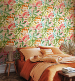 Riches of Nature Florence Olive & Amber wallpaper by Ohpopsi shown on a full wall
