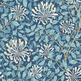 Eden Vol 1 Honeysuckle Leaf Trail Navy Blue wallpaper by Hoopla Walls, a blue leaf design