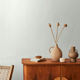 Elegance Chalk Stripe Seafoam wallpaper by Hoopla Walls shown on a full wall