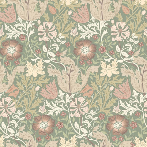 Eden Vol 2 Honeysuckle & Tulip Sage & Mocha wallpaper by Hoopla Walls, a green floral design