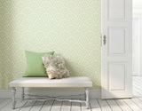 Elegance Deco Fan Green wallpaper by Hoopla Walls shown on a full wall