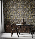 Eden Vol 1 Seaweed Garden Slate wallpaper by Hoopla Walls in a styled dining room