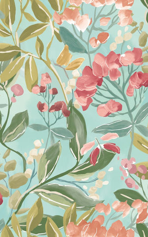 Riches of Nature Florence Ginger & Duckegg wallpaper by Ohpopsi, an orange floral design
