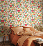 Riches of Nature Clementine Lipstick & Olive wallpaper by Ohpopsi shown on a full wall