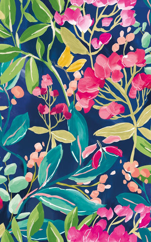 Riches of Nature Florence Ink & Fushcia wallpaper by Ohpopsi, a blue floral design