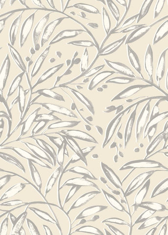 Riches of Nature Lorena Vine Linen wallpaper by Ohpopsi, a beige leaf design