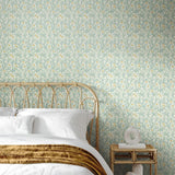 Elegance Floral Trail Duckegg Blue wallpaper by Hoopla Walls shown on a full wall