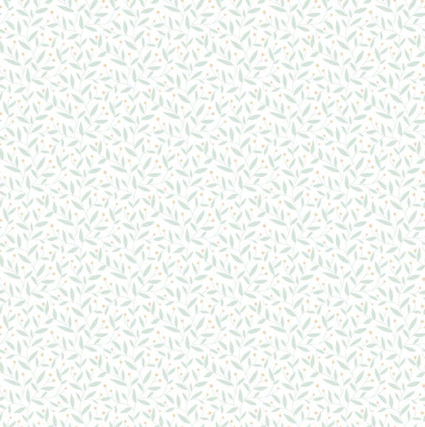 Purity Dotty Vine Seafoam wallpaper by Hoopla Walls, a teal leaf design