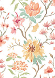 Hanashi Saku Linen & Apricot wallpaper by Ohpopsi, a neutral floral design